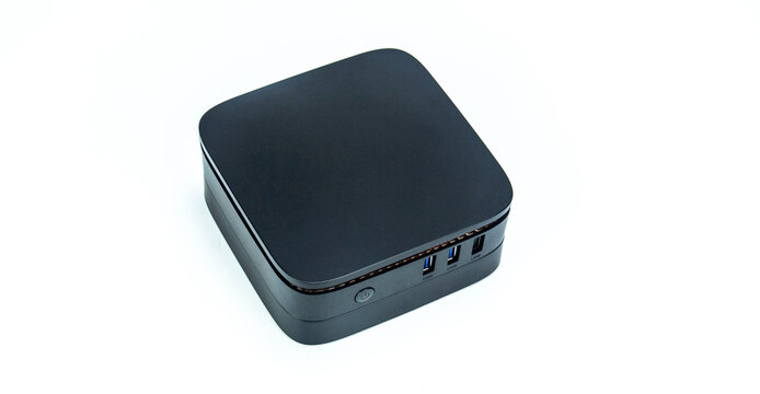 mini computer photography with all digital ports showing functionality isolated on white background