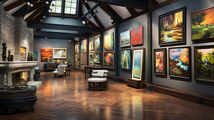 A private art gallery filled with masterpieces, highlighting the prestige of art collection and cultural patronage