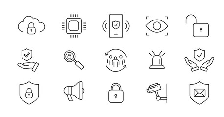 Security web icons in line style. Security,guard, lock, access. Vector illustration. 