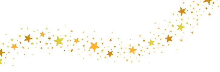 Étoiles dorées - Poussière d'étoiles filantes - Bannière pour les fêtes - Ensemble d'étoiles qui forment un chemin - Éléments vectoriels éditables - Étoiles dorées sur fond blanc - Bannière festive

