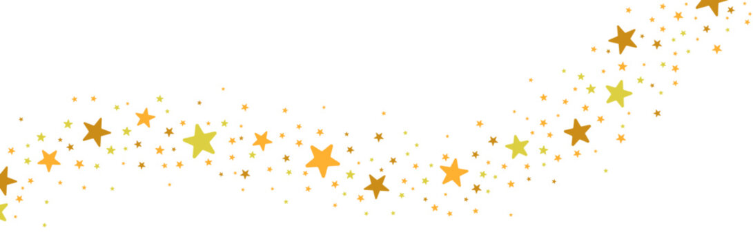 &Eacute;toiles dor&eacute;es - Poussi&egrave;re d'&eacute;toiles filantes - Banni&egrave;re pour les f&ecirc;tes - Ensemble d'&eacute;toiles qui forment un chemin - &Eacute;l&eacute;ments vectoriels &eacute;ditables - &Eacute;toiles dor&eacute;es sur fond blanc - Banni&egrave;re festive

