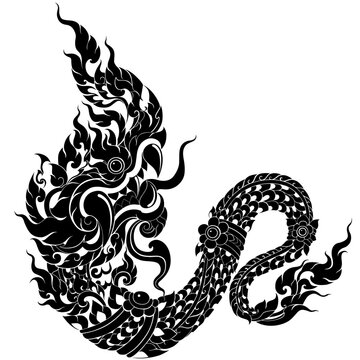 Naga decorations can be seen in Thai art in the form of silhouettes used in both Buddhism and Hinduism