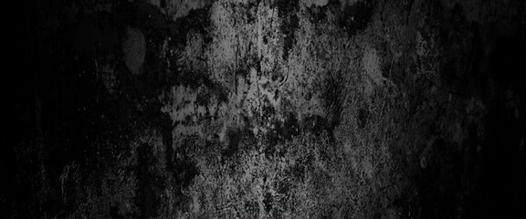 Abstract structured black concrete wall background, scary black grunge goth design. horror black background, Slightly light black concrete cement texture for background.