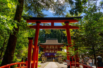 Niutsuhime Shrine at Koyasan in Wakayama during summer at Wakayama Honshu , Japan : 1 September 2019