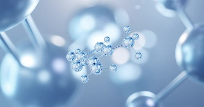creatinine, rotating 3D model of creatine breakdown product under a microscope, seamless looped video, molecular structure with selective focus
