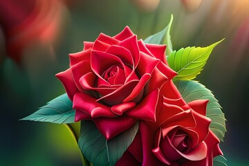 red rose on a green background