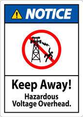 Notice Sign Hazardous Voltage Overhead - Keep Away
