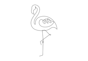  Flamingo continuous one line drawing vector illustration. Isolated on white background vector illustration. Premium vector.