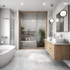 "Elegant Bathroom Interiors: Modern Design Mockups"