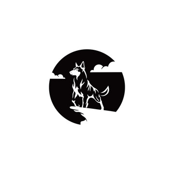 night wolf design. black color. vector logo