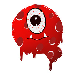 Monster Alphabet.English font Q.Halloween font.Cute Halloween cartoon.font elements. cartoon illustration. transparent letter pictures. red letter design. Cute letters red tone