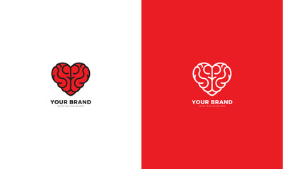 Love brain logo. vector graphic design - obrazy, fototapety, plakaty