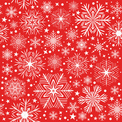 Fototapeta na wymiar Seamless pattern of snowflakes. Let it snow. For decoration of borders, postcards, posters, flyers for the New Year and Christmas holidays. Vector illustration