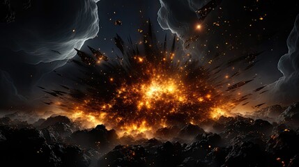 Energetic Particle Burst. 3D Illustration of Explosive Phenomenon. Background 