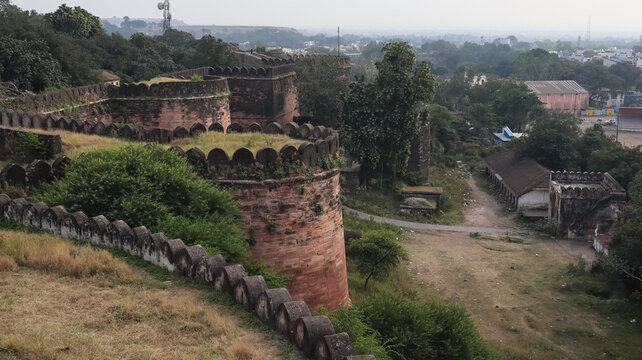 Ruin Protection Walls of Dhar Fort, Medieval Period Fort, Dhar, Malwa, Madhya Pradesh, India.