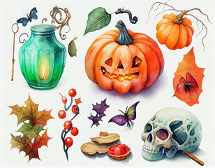 set of halloween elements. halloween pumpkin. 