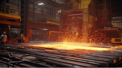 Fototapeta premium Roll of galvanized steel sheet at a metalworking factory
