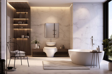 Fototapeta na wymiar white toilet in bathroom in modern interior