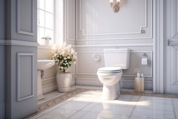 white toilet in bathroom in modern interior