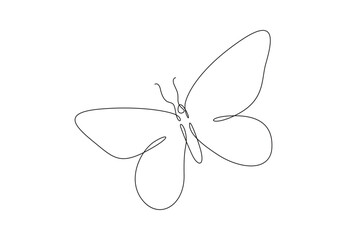  Continuous one line drawing of beautiful butterfly. Isolated on white background vector illustration. Premium vector. 