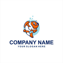 nemo fish cute unique cartoon logo vector