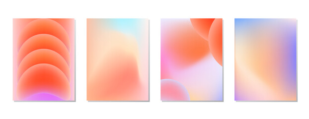 Fototapeta premium SET SOFT PASTEL COLOR GRADIENT MESH FLUID BLURRED BACKGORUND DESIGN WITH COPY SPACE AREA VECTOR TEMPLATE GOOD FOR POSTER, WALLPAPER, COVER, FRAME, FLYER, SOCIAL MEDIA 