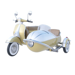 Realistic scooter sidecar on isolated transparency background - obrazy, fototapety, plakaty