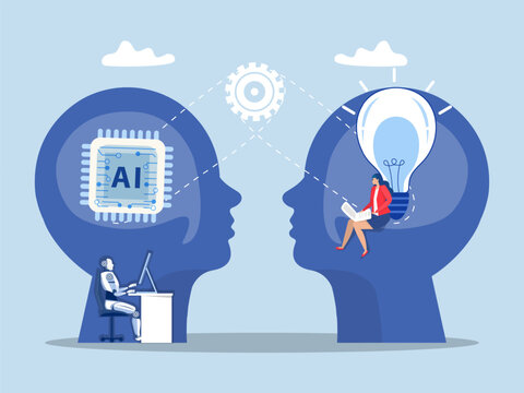 Digital brain human  ,Businesswoman work AI artificial intelligence with computer laptop on AI artificial intelligence chip.AI prompt engineer or robot assistance concept