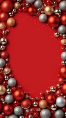 Obraz premium Beautiful christmas balls banner with text space