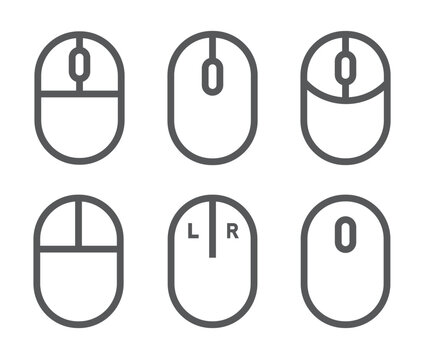 Mouse icon vector set. Computer mouse symbol outline. Editable stroke. Simple design for web and mobile app. Vector