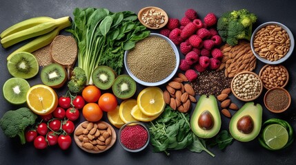 Top view of healthy food