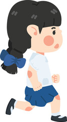 Kid girl running to school 