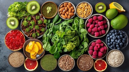 Top view of healthy food