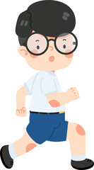 Kid boy running to school cartoon