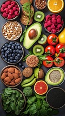 Top view of healthy food
