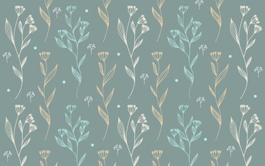 Beautiful pastel pattern with flowers in vector.