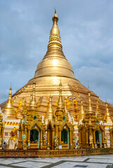 Exterior of the Shwedagon Pagoda a Golden Pagoda in Yangon, Rangoon, Myanmar, Asia