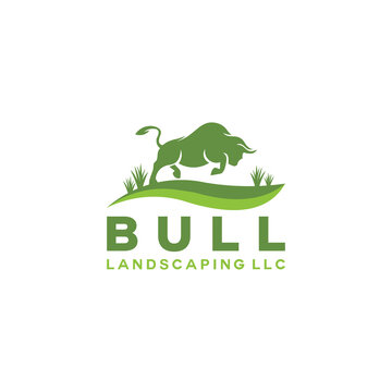 bull design with landscaping. color logo vector