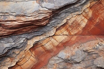 Fractured Beauty: Exploring Colorful Fault Lines in Sedimentary Rock Strata - obrazy, fototapety, plakaty