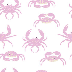 Seamless pattern with sea crabs in flat style. Vector illustration. pattern for fabric, paper, etc.