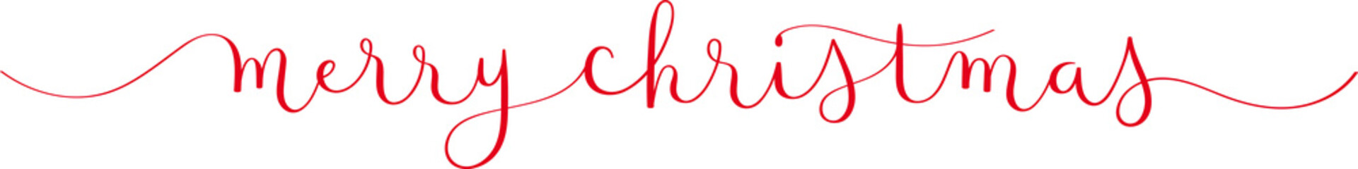 MERRY CHRISTMAS red brush calligraphy banner with swashes on transparent background