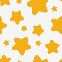 Patrón sin costuras estrellas coloridas ilustradas sobre fondo de papel kraft, textura perfecta para envolver regalos, patrón gráfico estrellado infantil minimalista