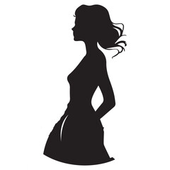 Silhouette of a girl in a dress vector illustration