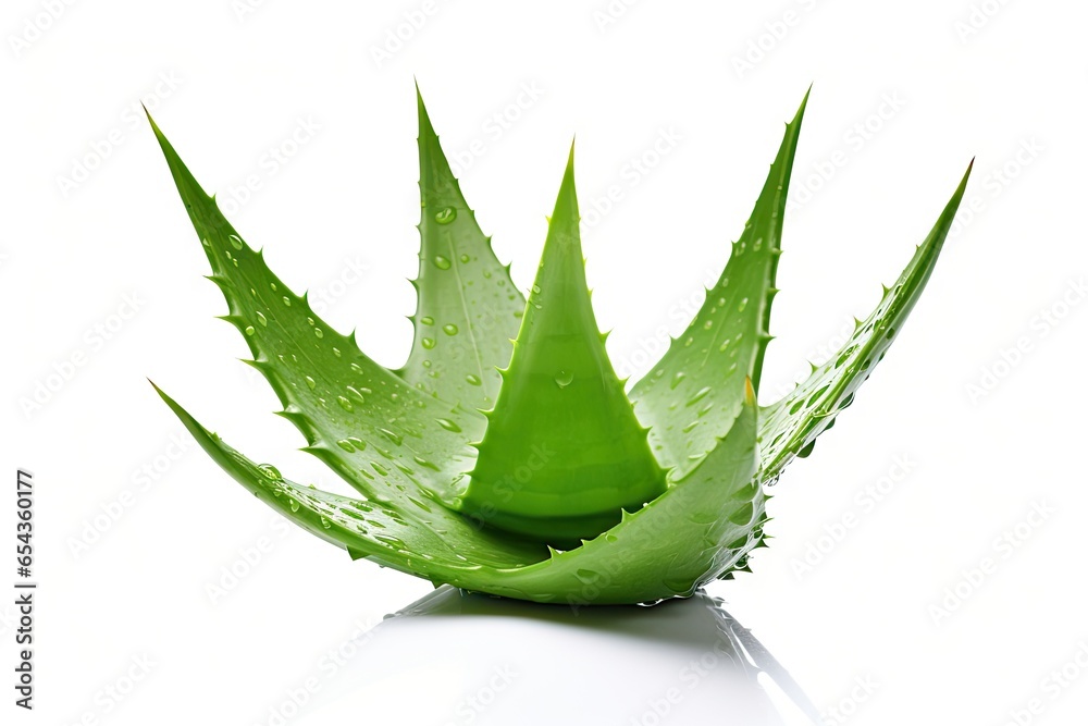 Poster A solitary Aloe Vera plant against a white backdrop