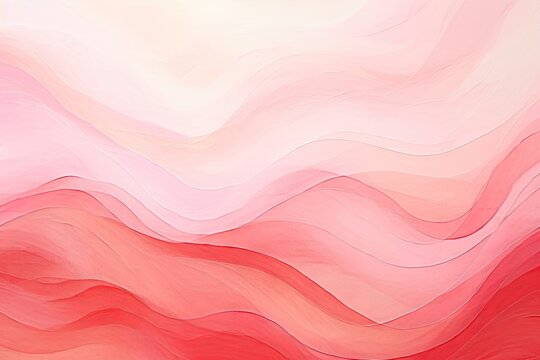 Abstract art background with pink and red colors Watercolor painting on canvas with a gradient of rose waves Paper artwork fragment with wave pattern Te