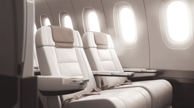Business class seats on an airplane. AI Generated