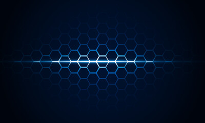Abstract High speed Arrow Light fire blue out technology hexagon background Hitech communication concept innovation background.