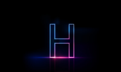 Abstract sports Light out technology and with Letter H English glowing in the dark, pink blue neon light Hitech communication concept innovation background,  vector design