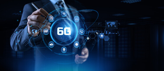 6G Six generation high speed mobile internet wireless  connection.