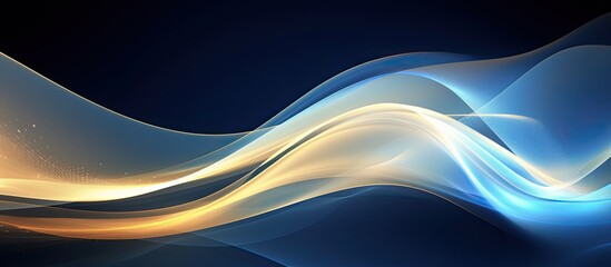 Obraz premium Semi-transparent abstract technological waves, gold and blue color